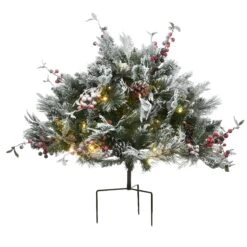 National Tree Company 22" Snowy Bedford Urn Filler With Battery Operated LED Lights