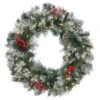 National Tree Company Pre-Lit Artificial Christmas Wreath, Green, Snowy Glacier Pine, White Lights, Decorated With Pine Cones, Berry Clusters, Frosted Branches, Christmas Collection, 30 Inches