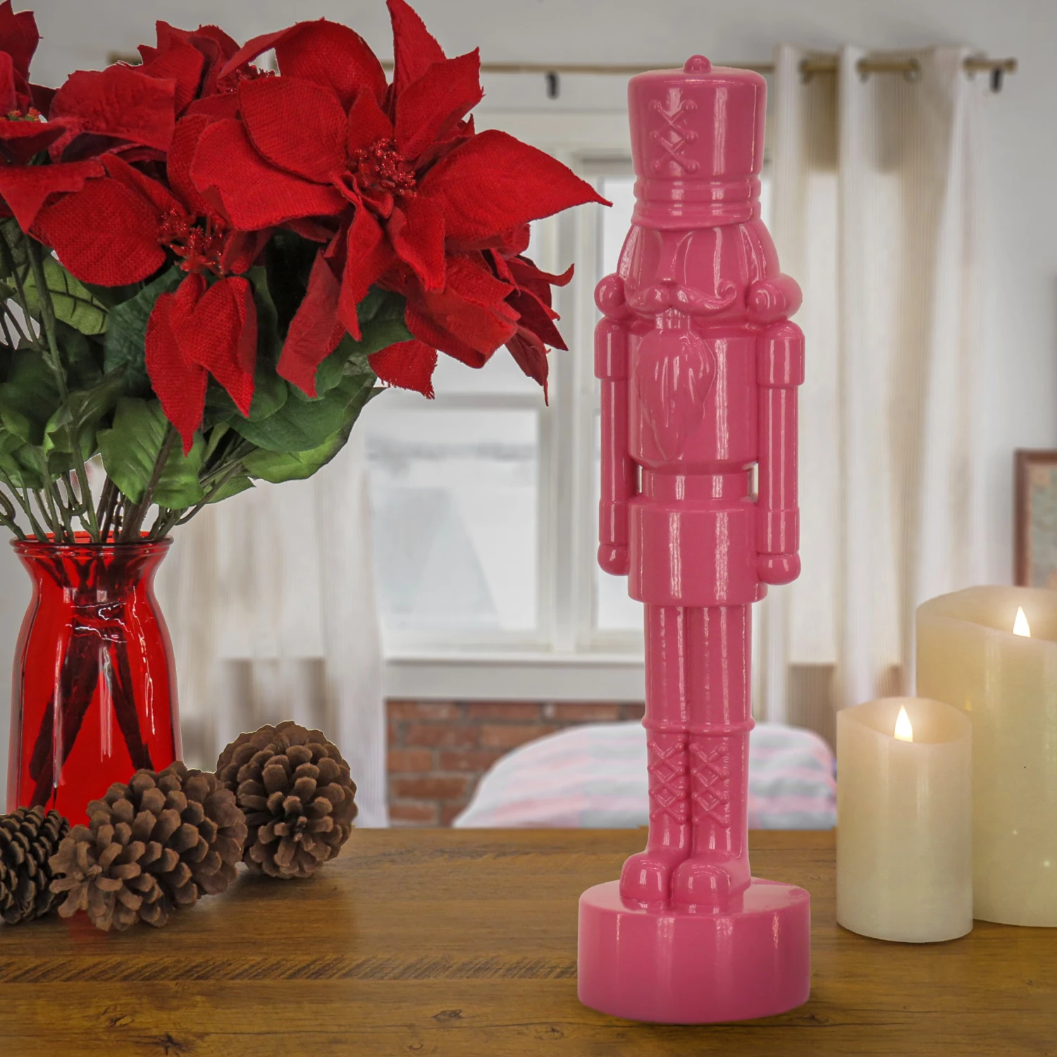 National Tree Company 18" HGTV Home Collection Nutcracker Christmas Decor, Pink 2 National Tree Company 18" HGTV Home Collection Nutcracker Christmas Decor, Pink - Image 2