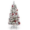 National Tree Company Pre-Lit Artificial Christmas Tree, Snowy Bristle Pine, Green, Decorated With Frosted Branches, Pine Cones, White Lights, Includes Stand, 4.5 Feet