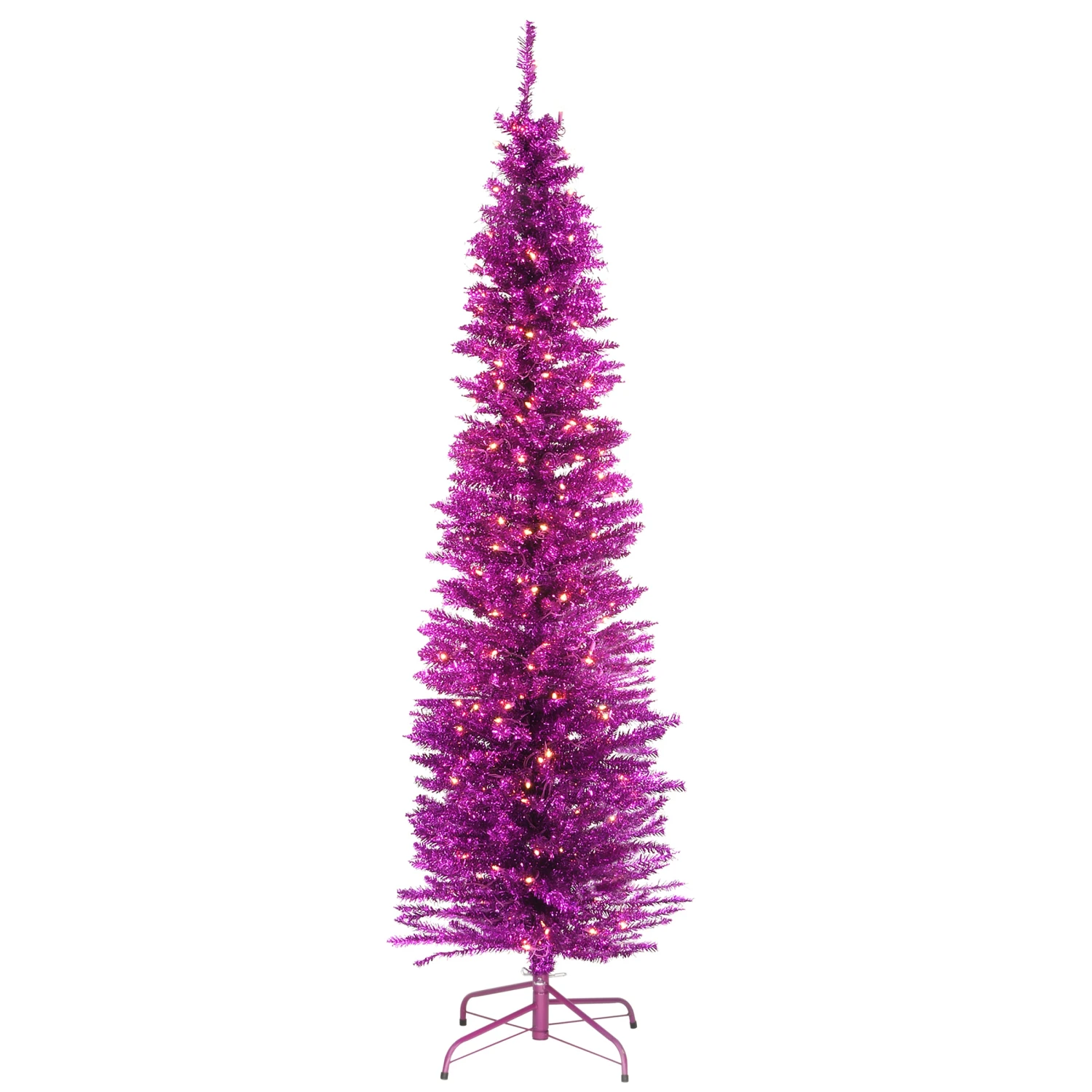 National Tree Company Pre-Lit Artificial Christmas Tree, Pink Tinsel, White Lights, Includes Stand, 6 Feet 1 National Tree Company Pre-Lit Artificial Christmas Tree, Pink Tinsel, White Lights, Includes Stand, 6 Feet