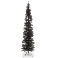 National Tree Company Artificial Christmas Tree, Black Tinsel, Includes Stand, 7 Feet
