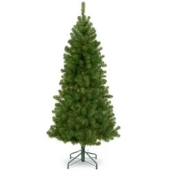National Tree Company Artificial Christmas Tree, Canadian Grande Fir, Green, White Lights, Includes Metal Base, 7.5 Feet