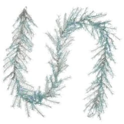 National Tree Company Pre Lit Artificial Garland, Metallic, Silver, Decorated With Multifunctional LED Lights, Plug In, Christmas Collection, 9 Feet